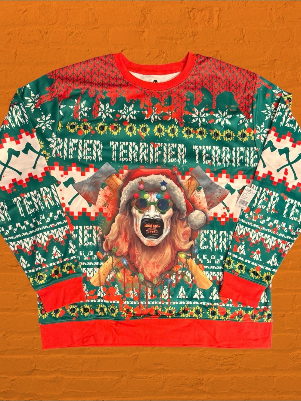 Terrifier 3 Art The Clown Christmas Sweater Size XL Universal Studios Exclusive